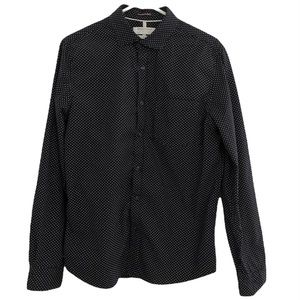 Denim & Flower Men Slim Fit Black Long Sleeve Casual Shirt, Size Large
